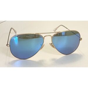 Ray-Ban RB3025 Aviator Pilot Sunglasses Gold Blue Lens Polarized 58-14 mm *FLAW*